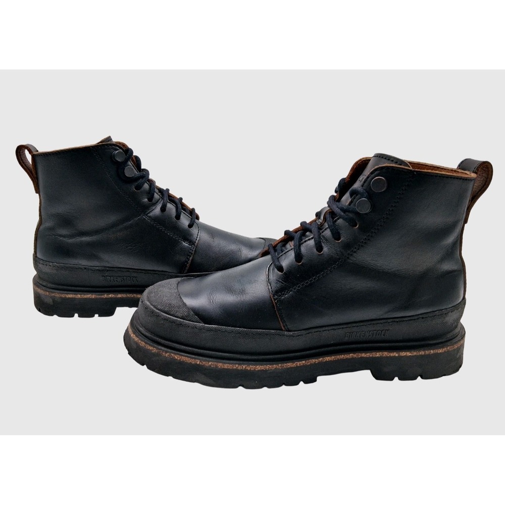 Birkenstock Boots Womens EU 39 US 9 Black Leather Combat Ankle Lug Sole Portugal - Picture 13 of 13